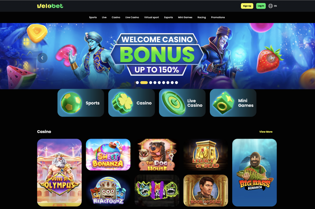 Image of Velobet Casino website