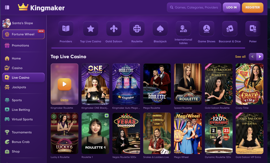 Kingmaker Casino Website