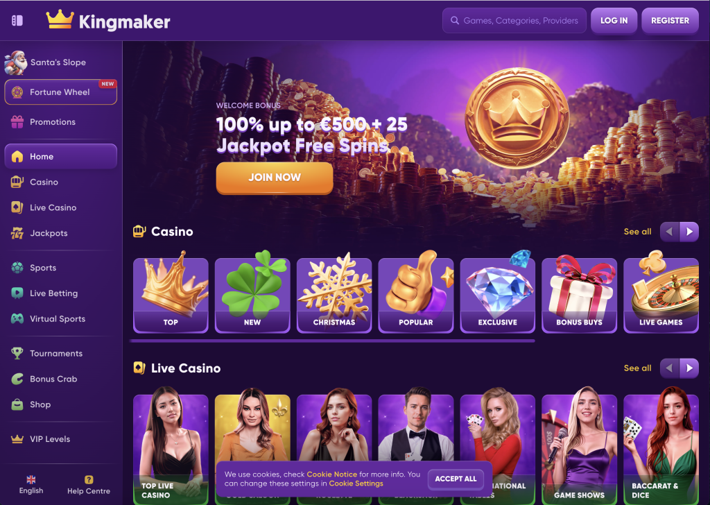 Kingmaker Casino Website